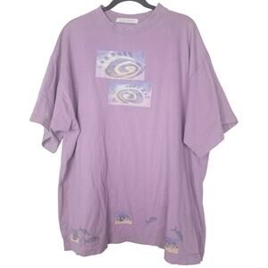 Vintage 90s Blue Fish 2 Lavender Purple Oversized Shirt Organic Cotton Lagenlook